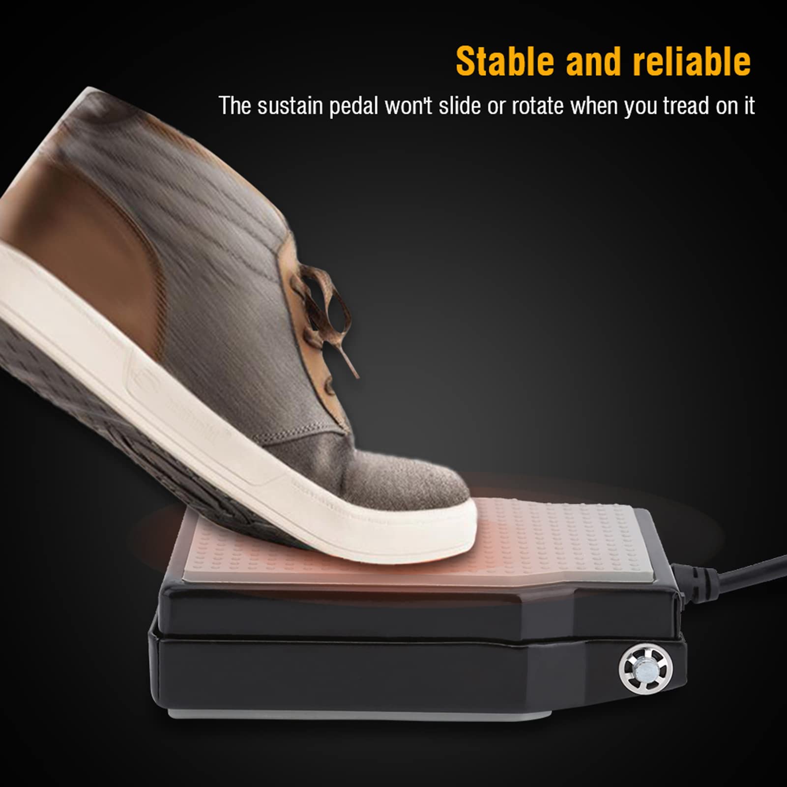 Oumefar Electronic Keyboard Sustain Pedal, Universal Piano Pedal, Instrument Accessory, Portable Plug and Play Sustain Pedal for Keyboards, Digital Pianos, Synthesizers (White)