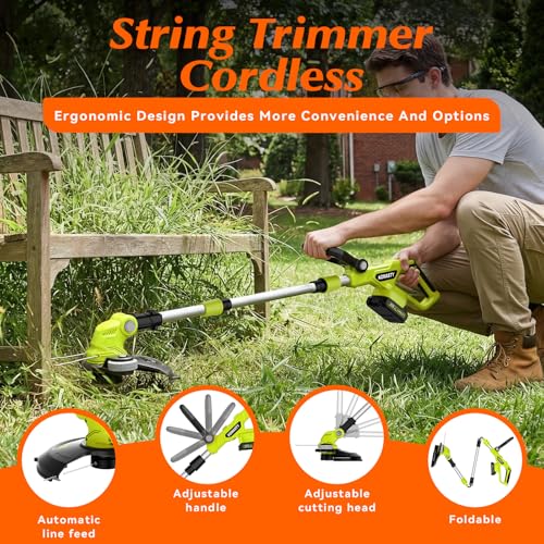 image for KOMASTY 20V Electric Weed Wacker Cordless Edger Lawn Tool 2 X 2.0Ah Ba