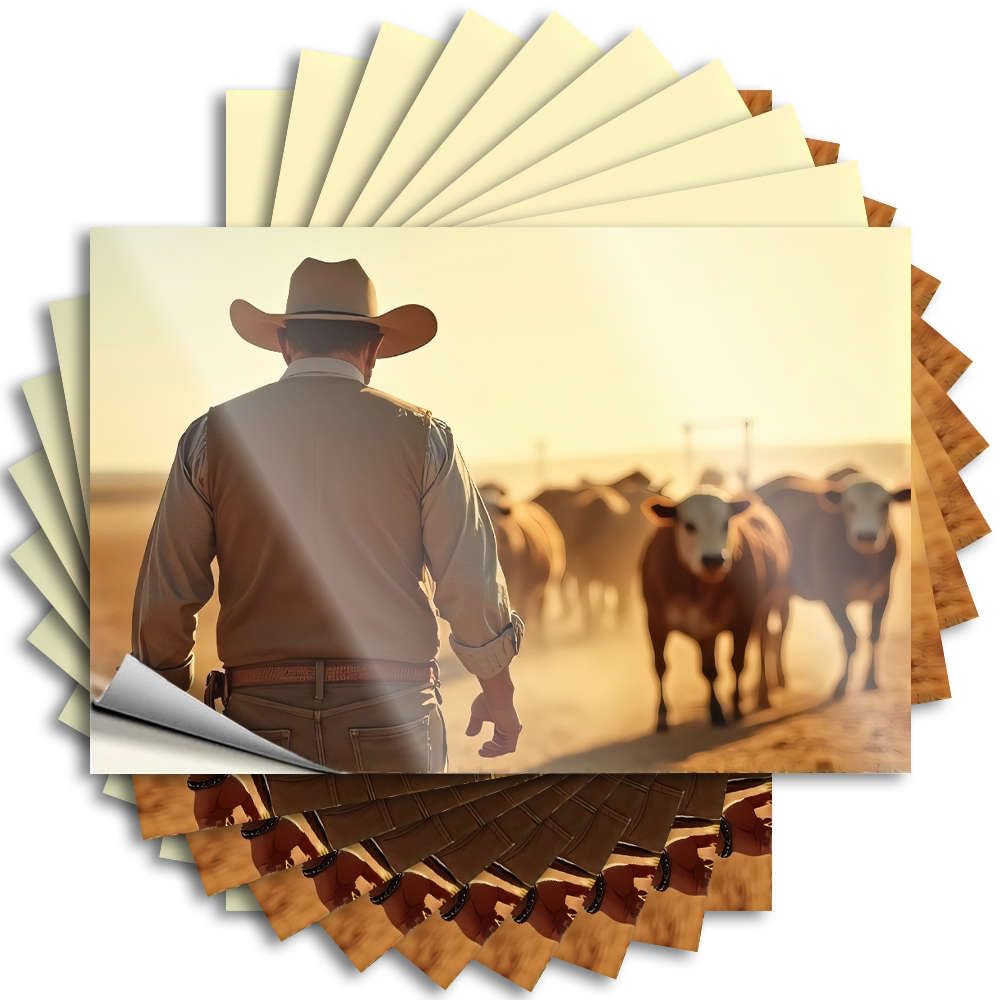 A Cowboy Leads His Herd of Cattle. Decals Funny Outdoor Decor Self Adhesive | Heavy Case Vinyl Sticker Pack for Double(6X9CM)