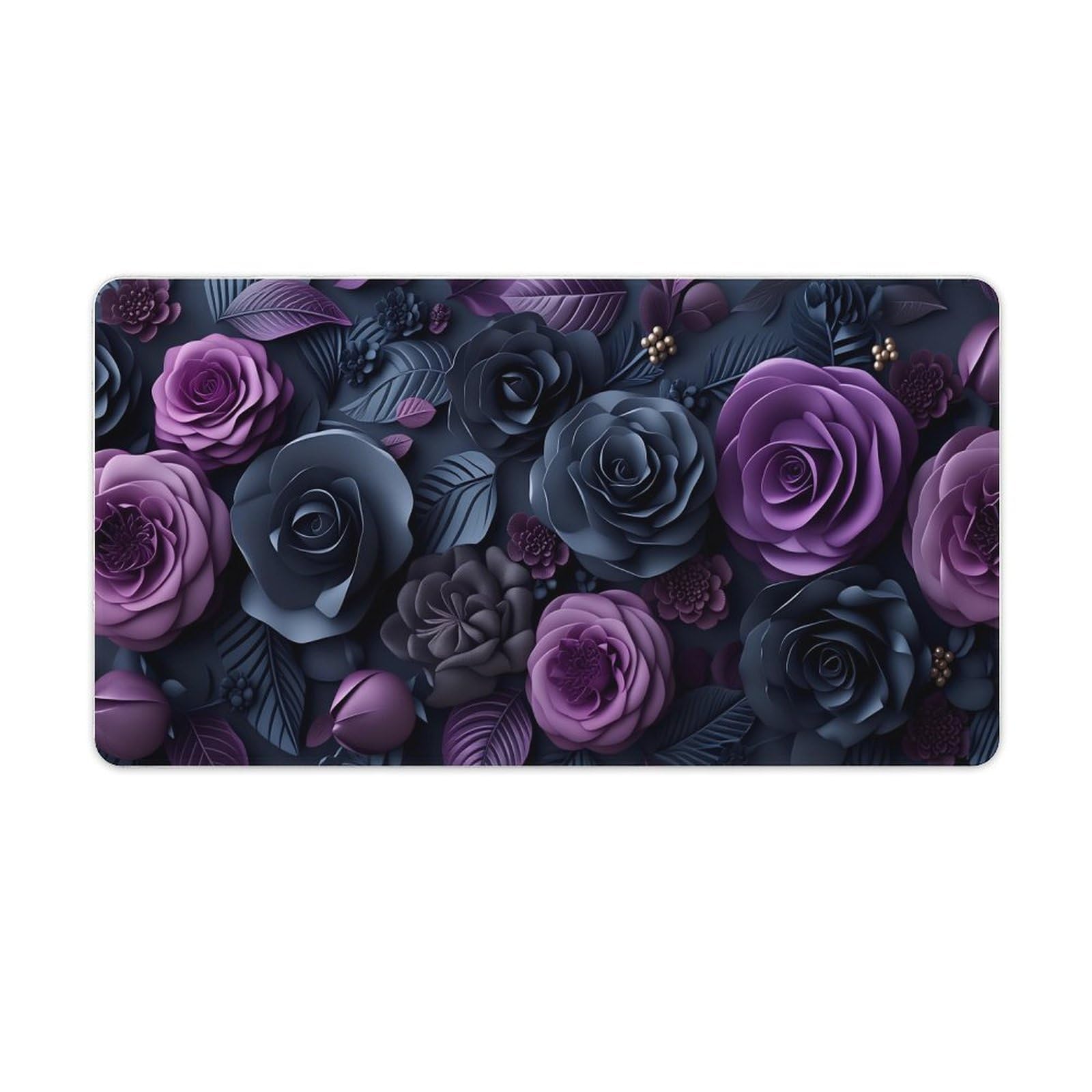 Floral Large Mouse Pad 16"×30" inch Extended Gaming Mousepad Desk Mat Long Computer Keyboard Non-Slip Base Stitched Edges for Home Office Work
