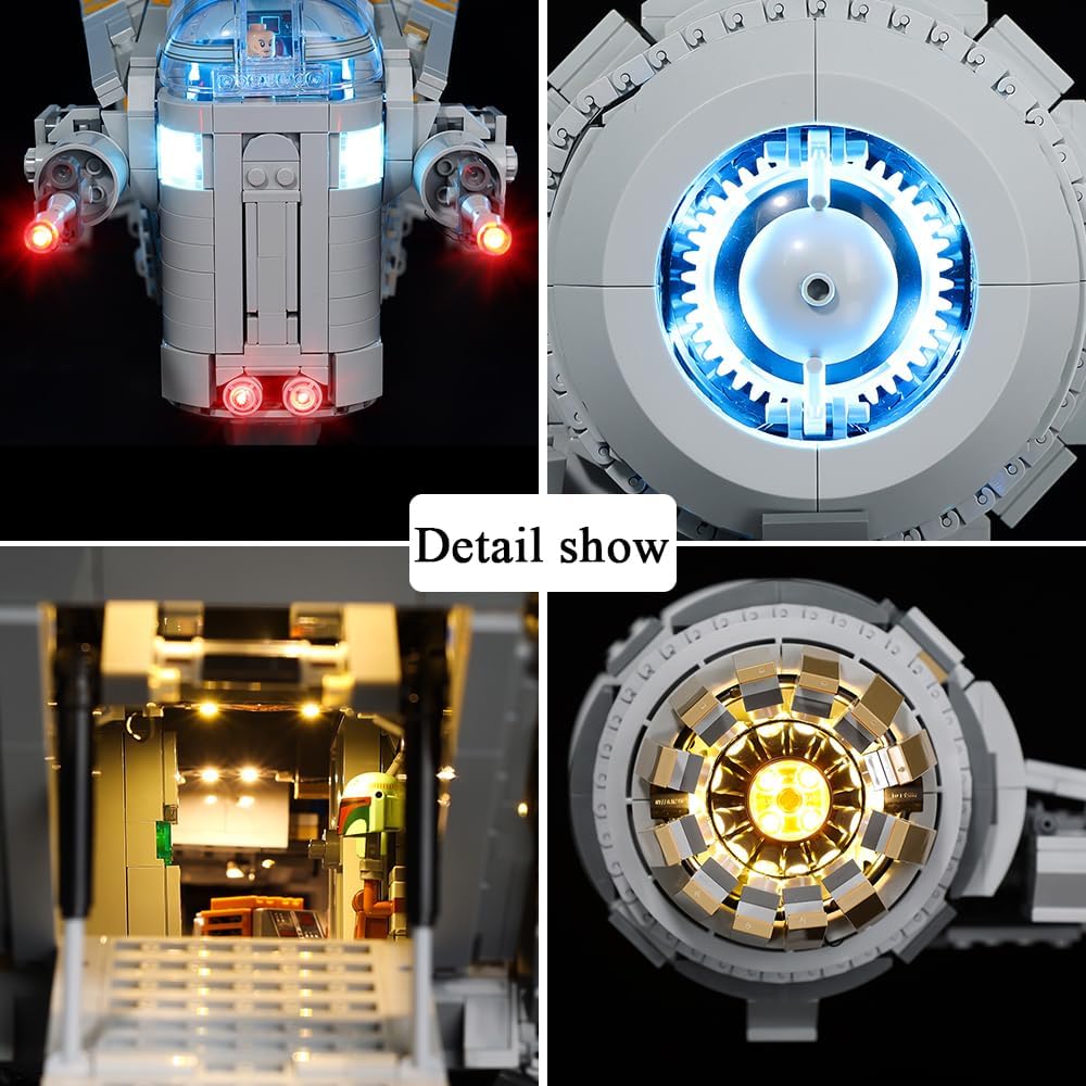 Kyglaring LED Lighting Kit for Lego 75331 The Razor Crest Building Set - Lights Set Compatible with Lego Star Wars 75331 Ultimate Collectors Series Starship - Without Building Set(Classic Version)