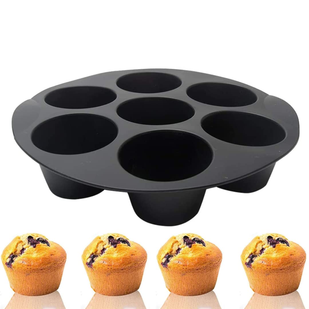 Skytail Silicone Air Fryer Muffin Pan - 7 Cups Regular Cupcake Pan, Non-Stick for Making Cakes, Tart, Bread - Round Pudding Recipe-image-13