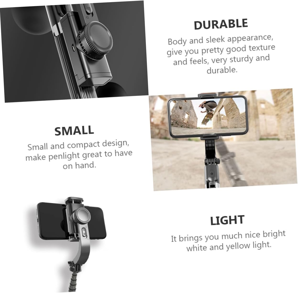 1Set Cellphone Gimbal Stabilizer Tripod Handheld Mobile Phone Tripod for Recording Durable Design Compact Lightweight for Vlogging and Photography