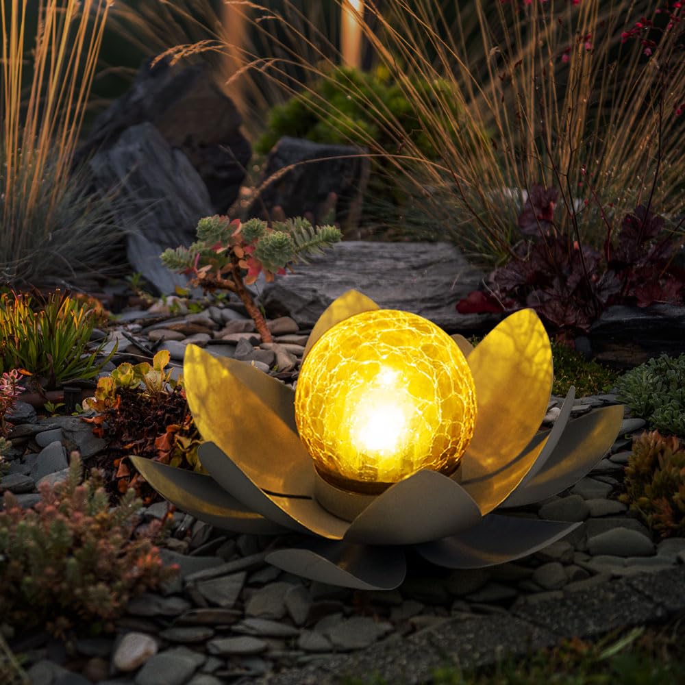 3x LED Solar Außen Lampen bronze Glas Kugel Garten Weg Boden Mond Sichel Steh Leuchten schwarz braun