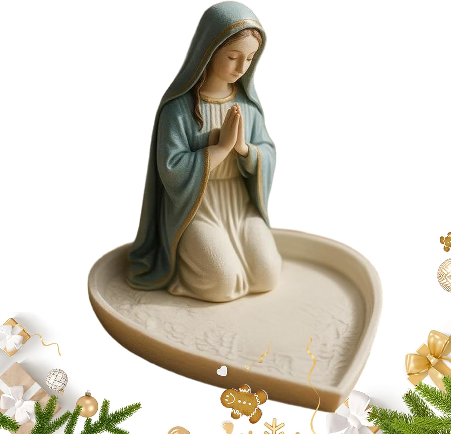 Virgin Mary Rosary Holder - Retro Rosary Stand, Catholic Necklace Display Rack, Elegant Prayer Bead Organizer, Sturdy Decorative Holder | Sacred Accent for Bedroom, Bookshelf, Nightstand, Living Room