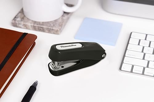 Miniatura 5 de Aria-Plus - Mini engrapadora compacta de media tira con grapas estándar para escuela, oficina, viajes (negro)