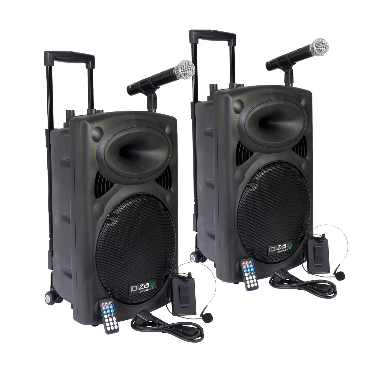 Ibiza Sound - PORT12VHF-BT - Système Actif Amplifié sur Batterie 1400W Sonorisation Musiciens DJ USB Bluetooth Mobile