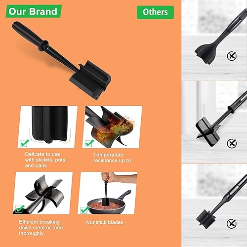 Miniatura 4 de Picador de carne, picador de hamburguesas, triturador de carne, herramienta de trituración de carne resistente al calor para carne de hamburguesa,