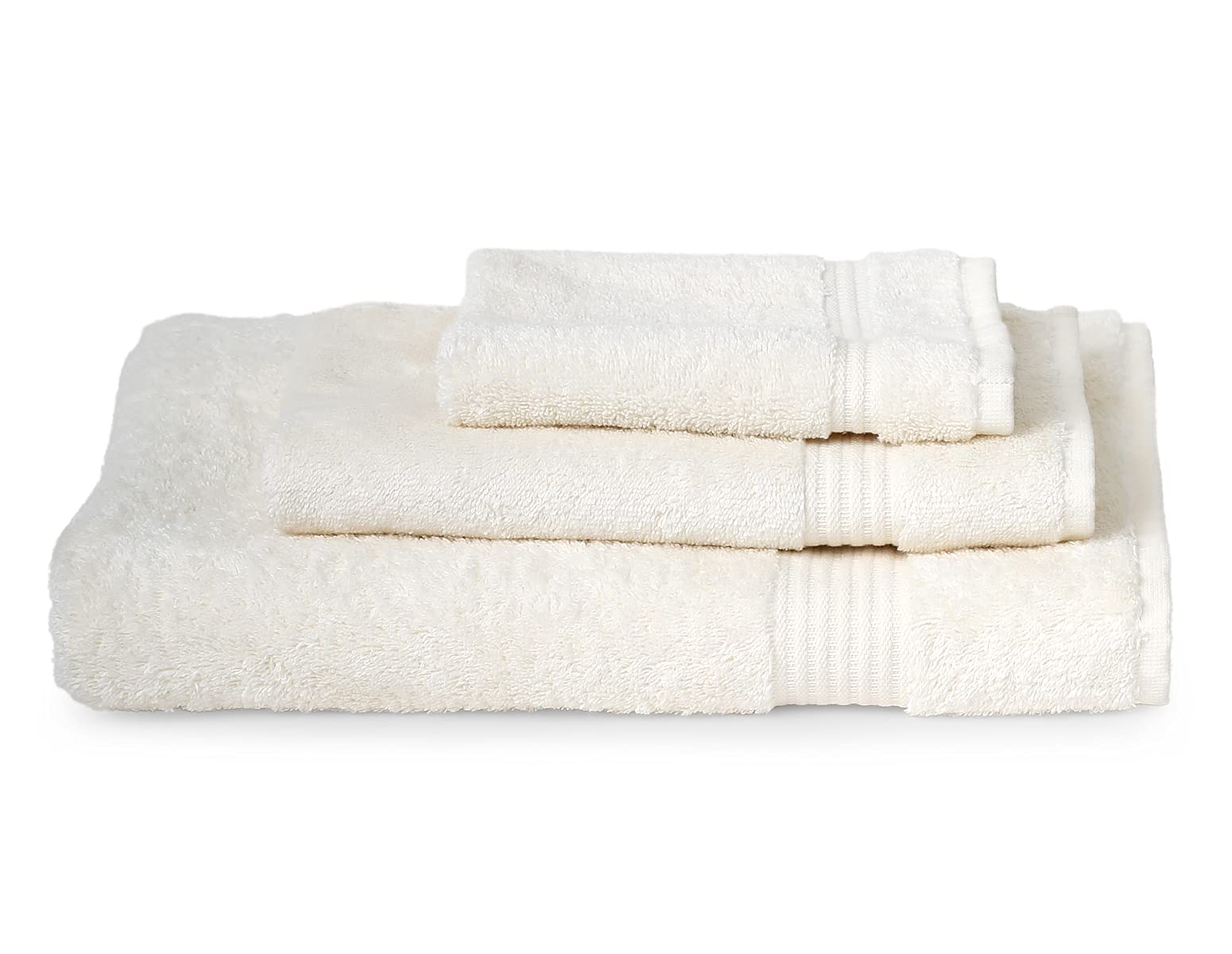 TowelSelections Soft and Absorbent Towels Cotton for Bathroom Hotel Shower Spa Gym, Bath Towel, Hand Towel, 2 Washcloth, 4 Piece Set Ivory