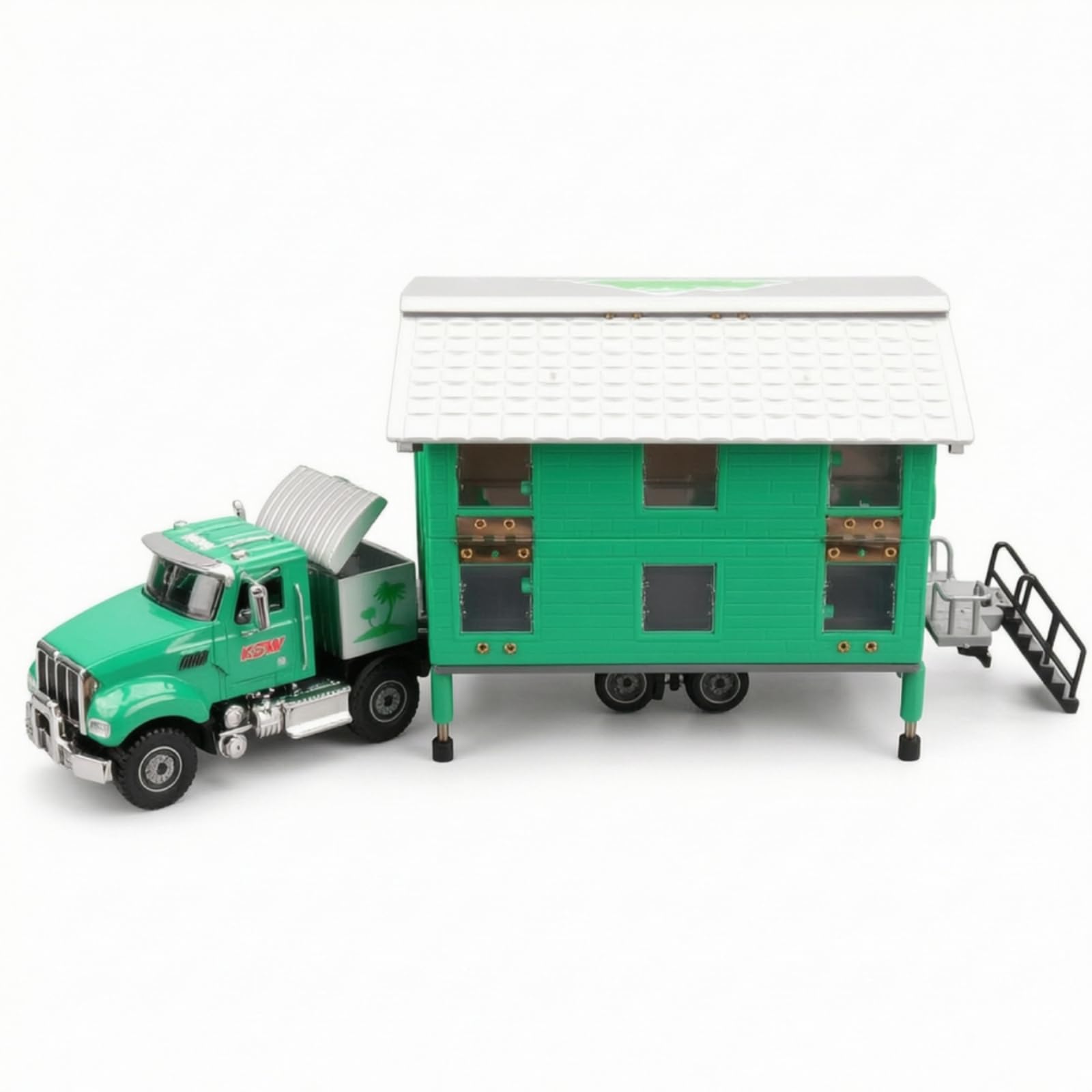 Vehículo de Aleación para Niños Camión Casa Rodante Miniatura Juguete Transformable Modelo Coleccionable con Carrocería Detallada Techo Plateado y