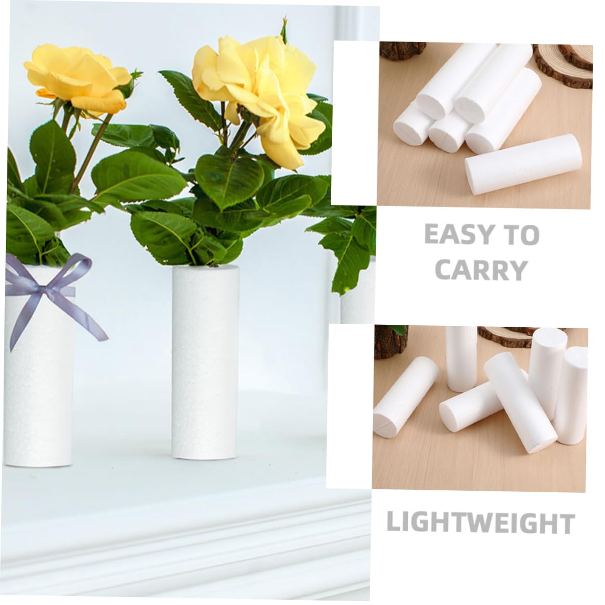 10 Cylindres En Mousse Blanche Pour Artisanat - Blocs DIY Décorations Noël, Peinture, Projets Créatifs - 6