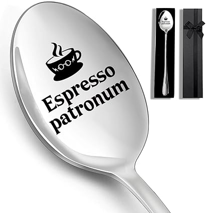 KISJO Espresso Patronum Stainless Steel Spoon, Ideal Coffee and Tea Spoon for Coffee Lovers Men Girls Birthdays Christmas Thanksgiving Day Gift