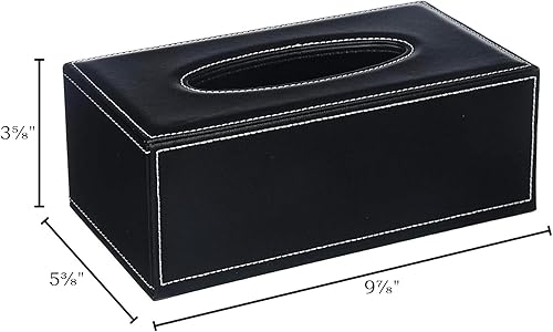 Miniatura 2 de Funda de piel sintética negra para cajas de pañuelos cortas de 3.1 pulgadas de alto, funda para pañuelos faciales para el hogar, oficina, automóvil