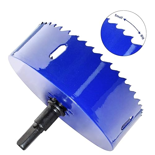 Vista 117 de Luomorgo - Sierra perforadora de 4 pulgadas/100 mm, acero de alta velocidad, profundidad de corte 1 1/4 pulgadas, adaptador de broca hexagonal