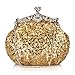 Chicastic Fully Sequined Mesh Beaded Antique Style Wedding Evening Formal Cocktail Clutch Purse - Gold