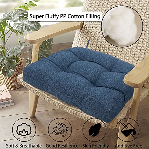 Patio Cushions With Ties, Tatami Floor Pillow Meditation, Outdoor/Indoor Tufted Seat Cushion Chair Pads Waterproof For Dining Chairs Garden Decoration Balcony Office(19"X19"X5", 2 Pack, Navy Blue) #TOP5