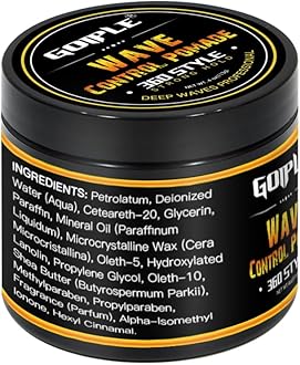 Goiple Natural Wave Pomade for Men Strong Hold, Easy Wash 360 Wave Training Hair Cream, Waves Grease for Men Promotes Layered Waves, Moisture, Control and Silky Shine (with Travel Size)