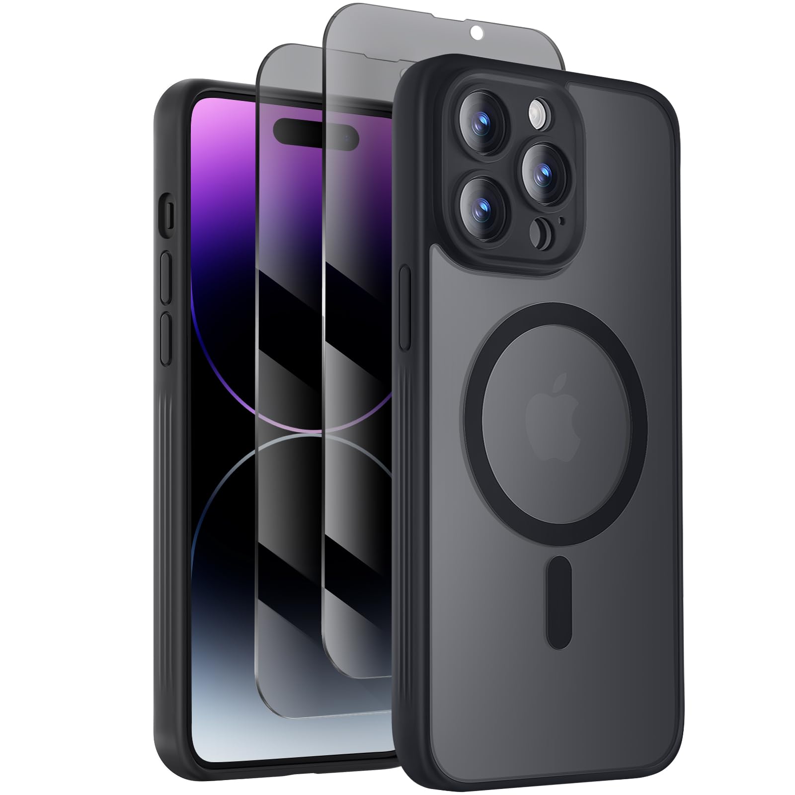 Symcele Designed for iPhone 14 Pro Max Case, Compatible with MagSafe, with Privacy Screen Protectors X2, [Camera Protection] [15FT Military Drop