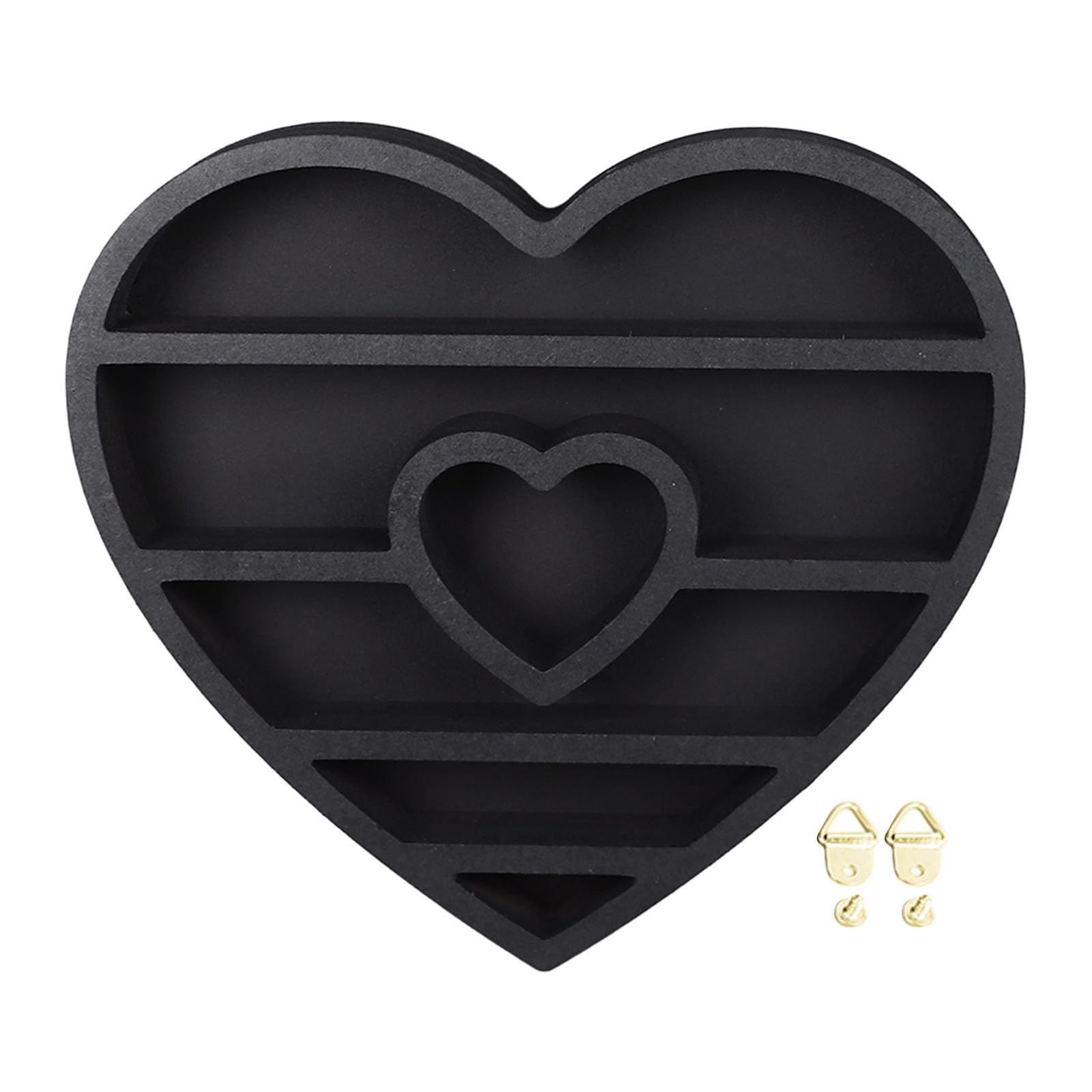 CDQL Heart Shape Wooden Crystal Display Shelf, Multipurpose Decorative Wall Floating Display Shelf for Bedroom Living Room, Unique Gothic Room Decor