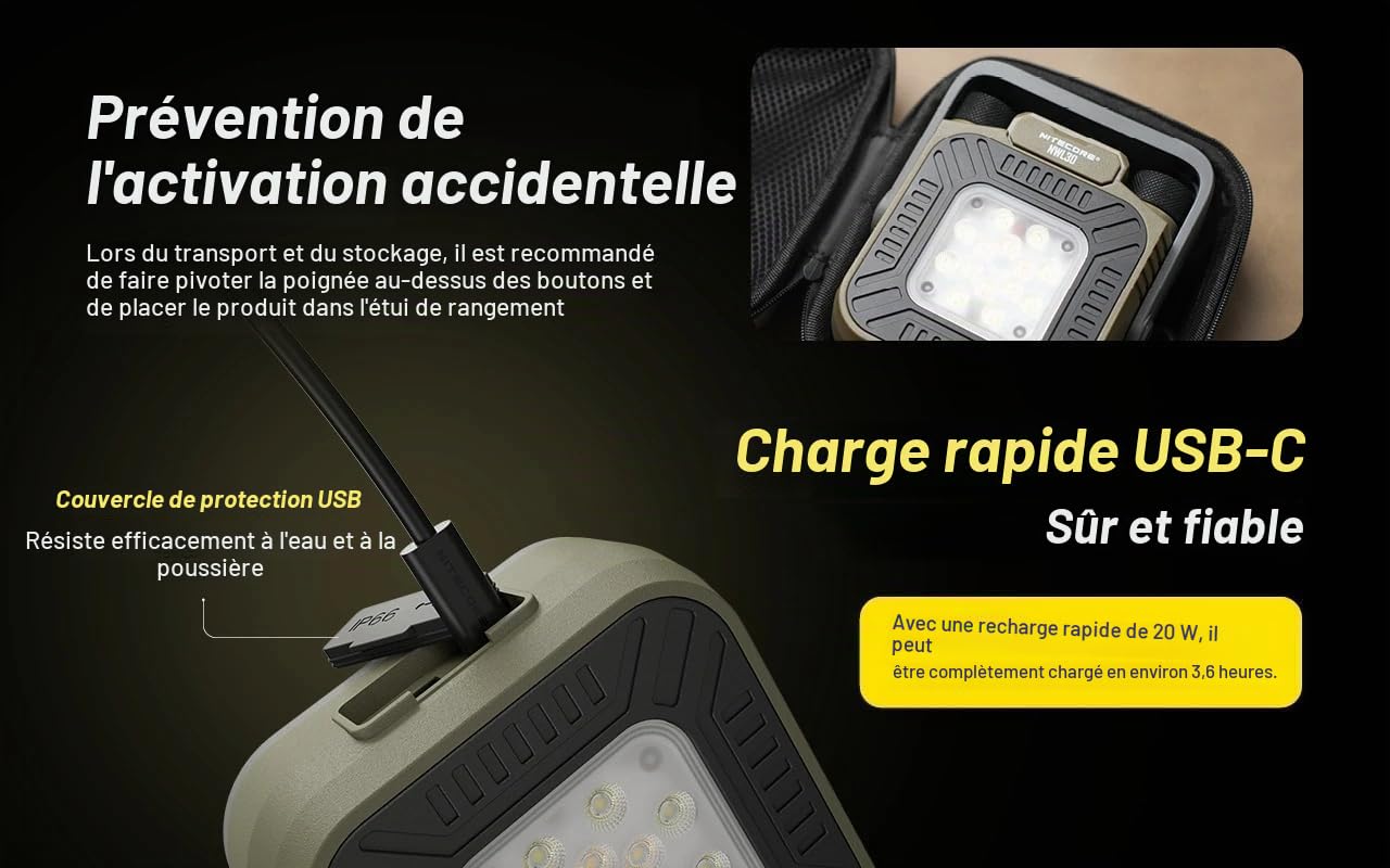 Nitecore NWL30 Lampe de travail LED USB-C 3000 lumens Vert