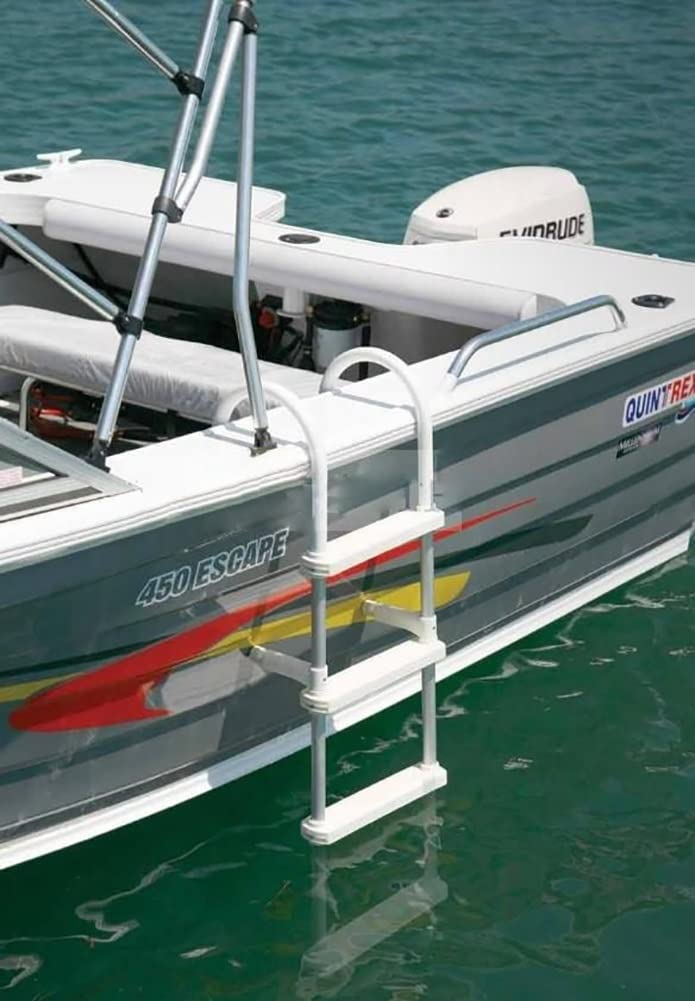 Scaletta per Barche in Alluminio con Gancio a 3/4 gradini, scaletta Portatile per Adulti per la Pesca, Canoa, gommone, Kayak, motoscafo, Portata 200 kg.