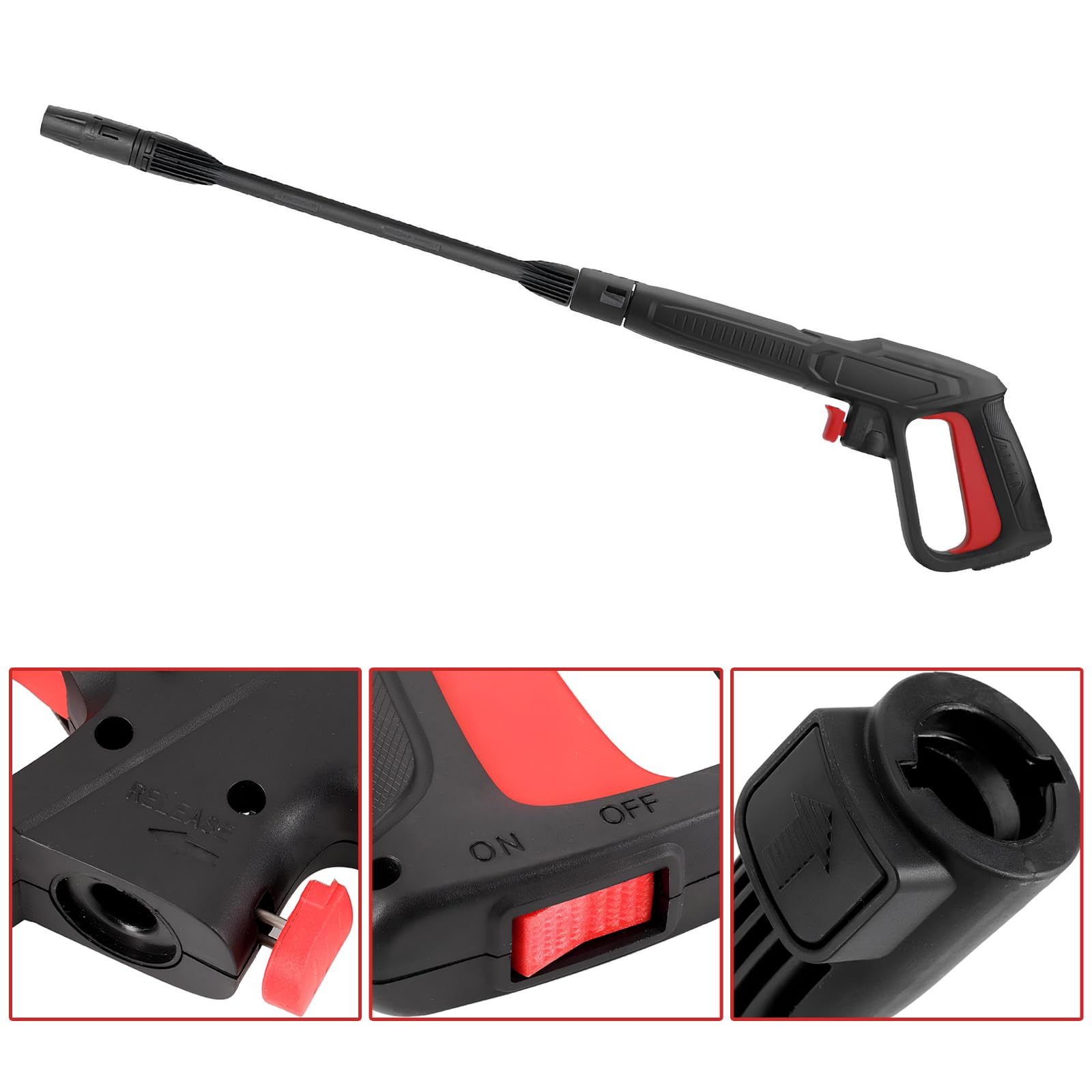 Pistolet Pulvérisateur de Rechange avec Lance à Jet, Compatible Uniquement avec les Nettoyeurs Haute Pression Bosch Aquatak/AQT et Black+Decker, Buse de Pulvérisation Réglable