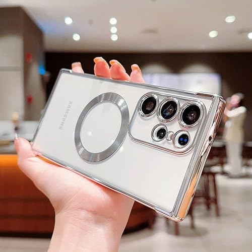 Miniatura 2 de OOK Funda cuadrada para Samsung Galaxy S23 Ultra, compatible con Magsafe, funda magnética transparente para S23 ultra protección completa,