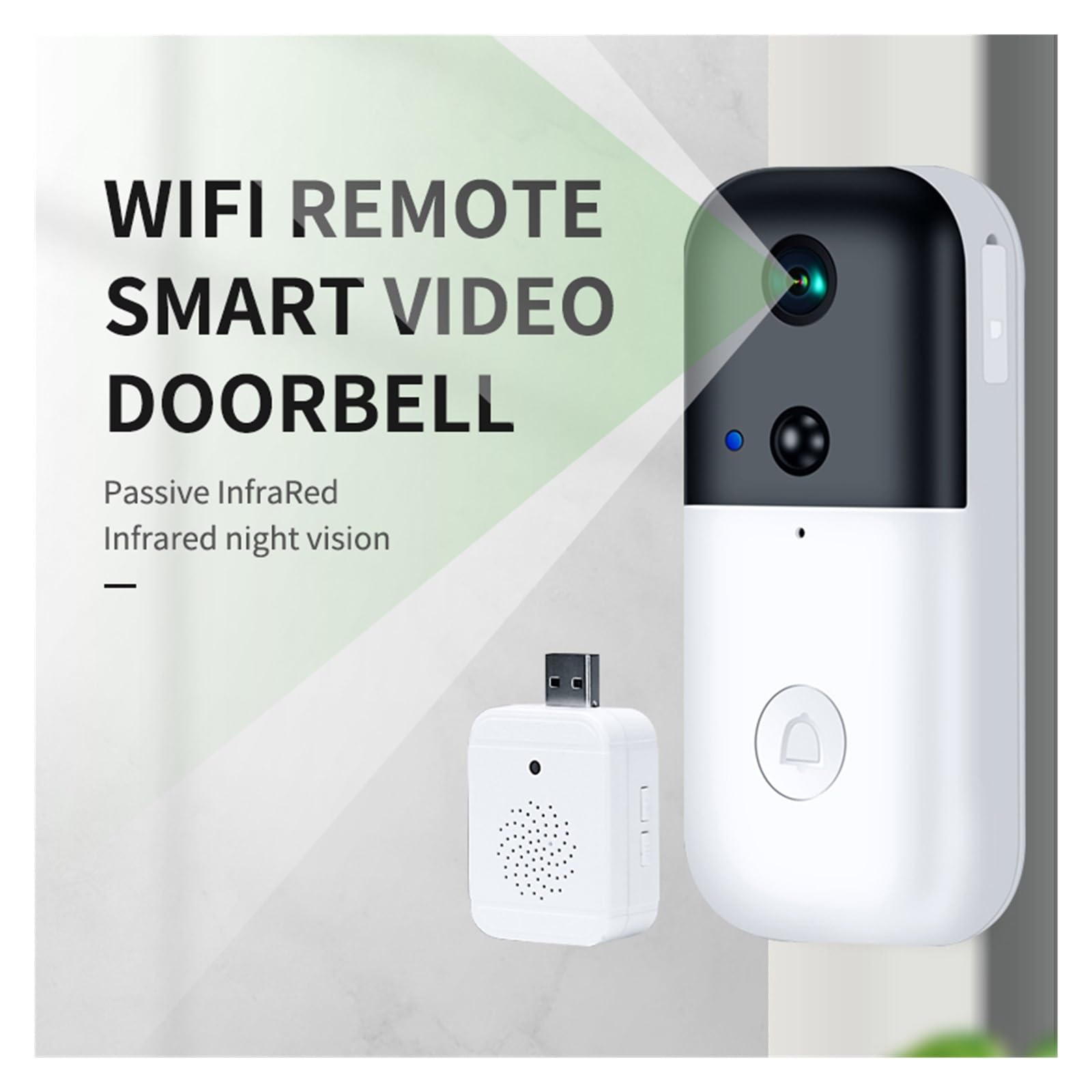 Bezprzewodowy Dzwonek Do Drzwi Kamera Bezpieczeństwa Wi-fi Kuranty Wideo Wsparcie Telefonu Różnorodne środowiska Domowe(1V1)