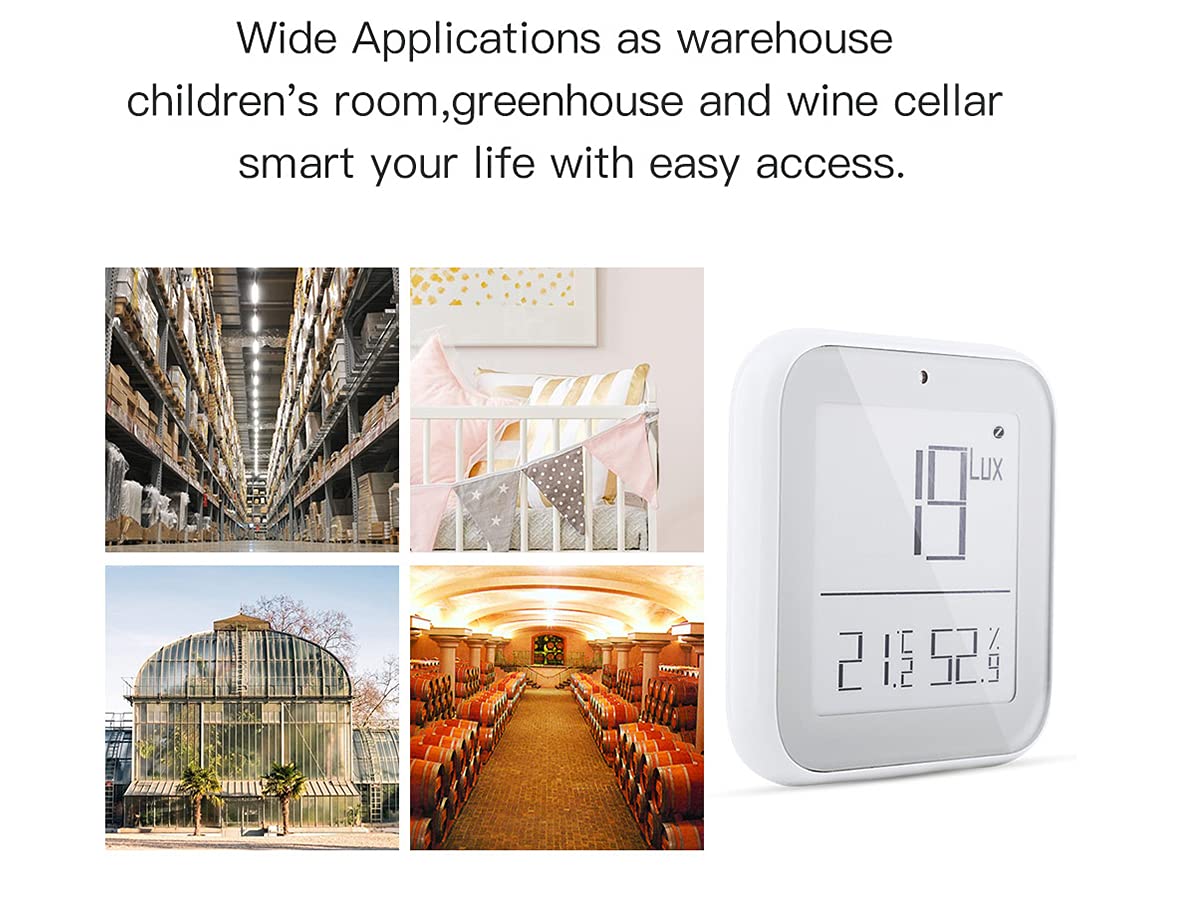 ZigBee czujnik 3 w 1, temperatura, wilgotność i światło, kompatybilny z aplikacją Tuya i Smartlife - mały kwadrat