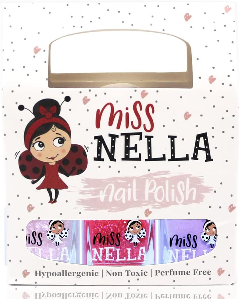 Miss Nella Good Vibes- Special Glitter Kids Nail Polish 3 Pack: Sugar Hugs (pink)