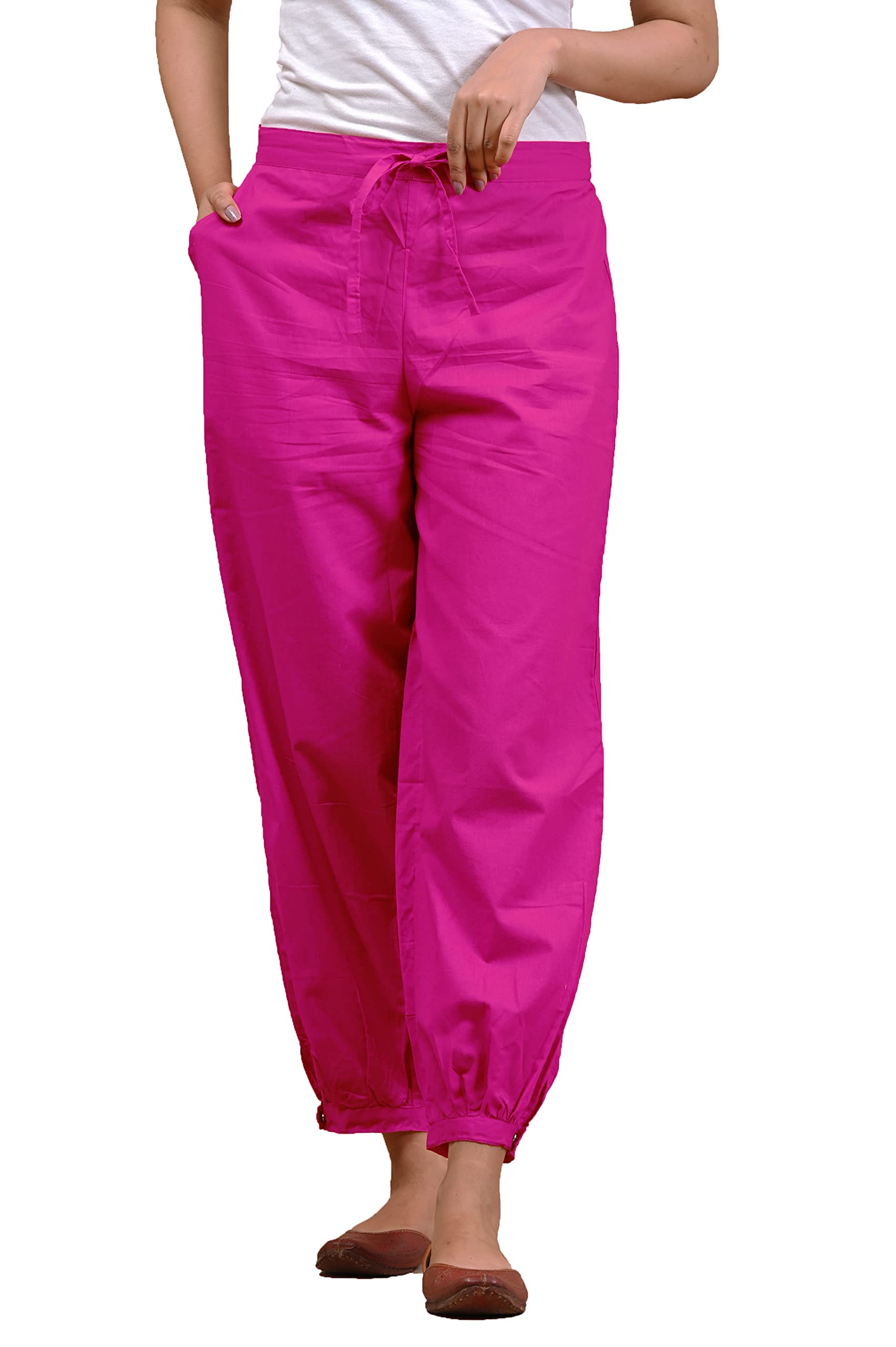 Women's Pathani Cotton Salwar Ethnic wear Cambric with Front Belt Back Elastic with String and 1 Side deep Pocket-picture-46