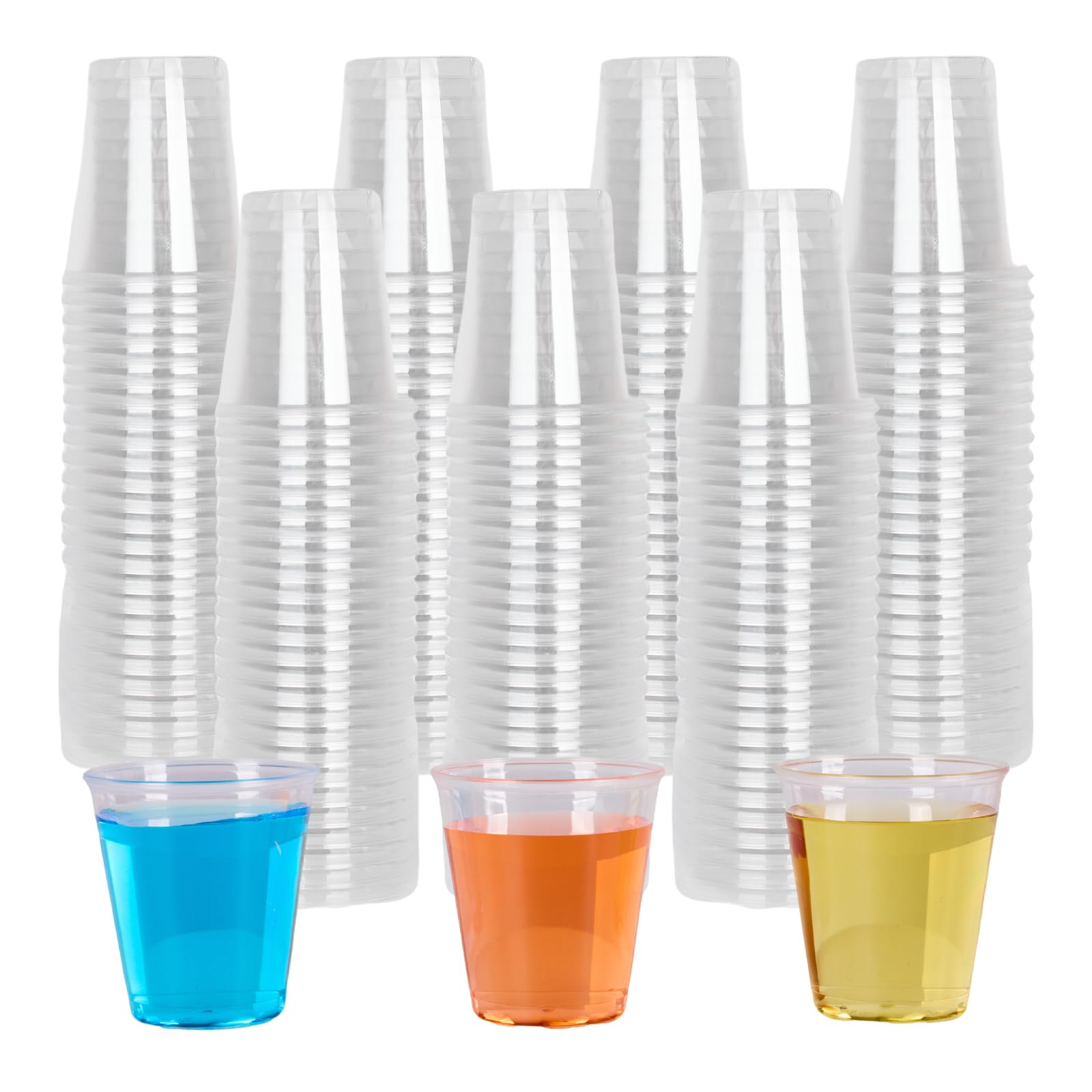 DMOPRDNB 200 Pack Hard Plastic Shot Glasses 50ml, Clear Disposable Shot Cups for Tasting, Mini Sample Cups Stackable for Parties, Weddings, Birthdays, BBQ, Festivals - Reusable Dessert Shot Glasses