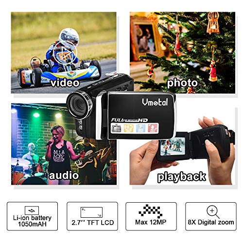 Kids Camcorders Video Camera FHD 1080P 24.0MP 2.8 Inch LCD 270 Degrees Rotatable Screen 8X Digital Zoom Camera Vlogging Camera Video Recorder for Kids(Black) - Image 3