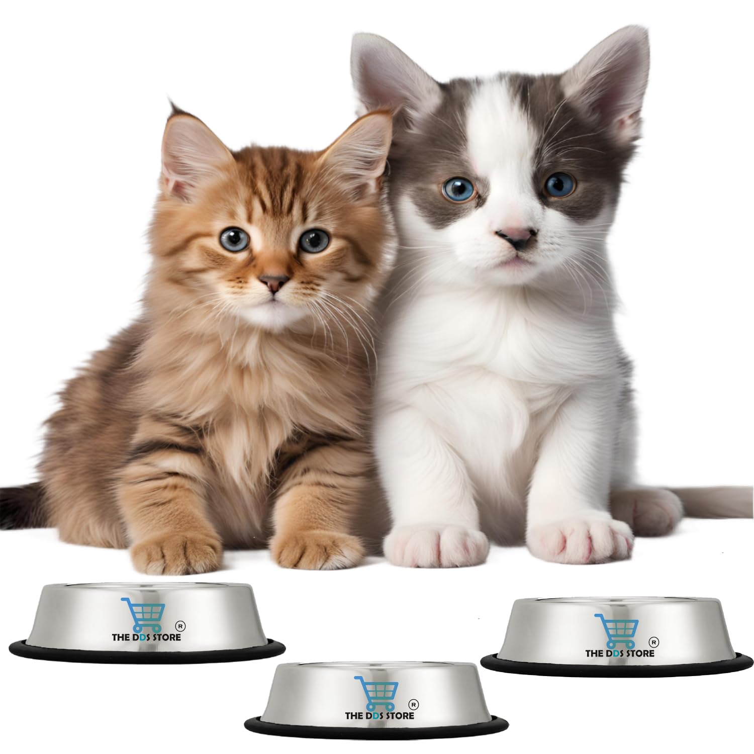THE DDS STORE Small Dog & Cat Feeding Bowl | Dog Food Bowl | Dog Feeding Bowl | Cat Bowl | Cat Feeding Bowl | Stainless Steel Non-Skid Bottom for Puppies, Kittens, Rabbits 3 x 200 ml-picture-11