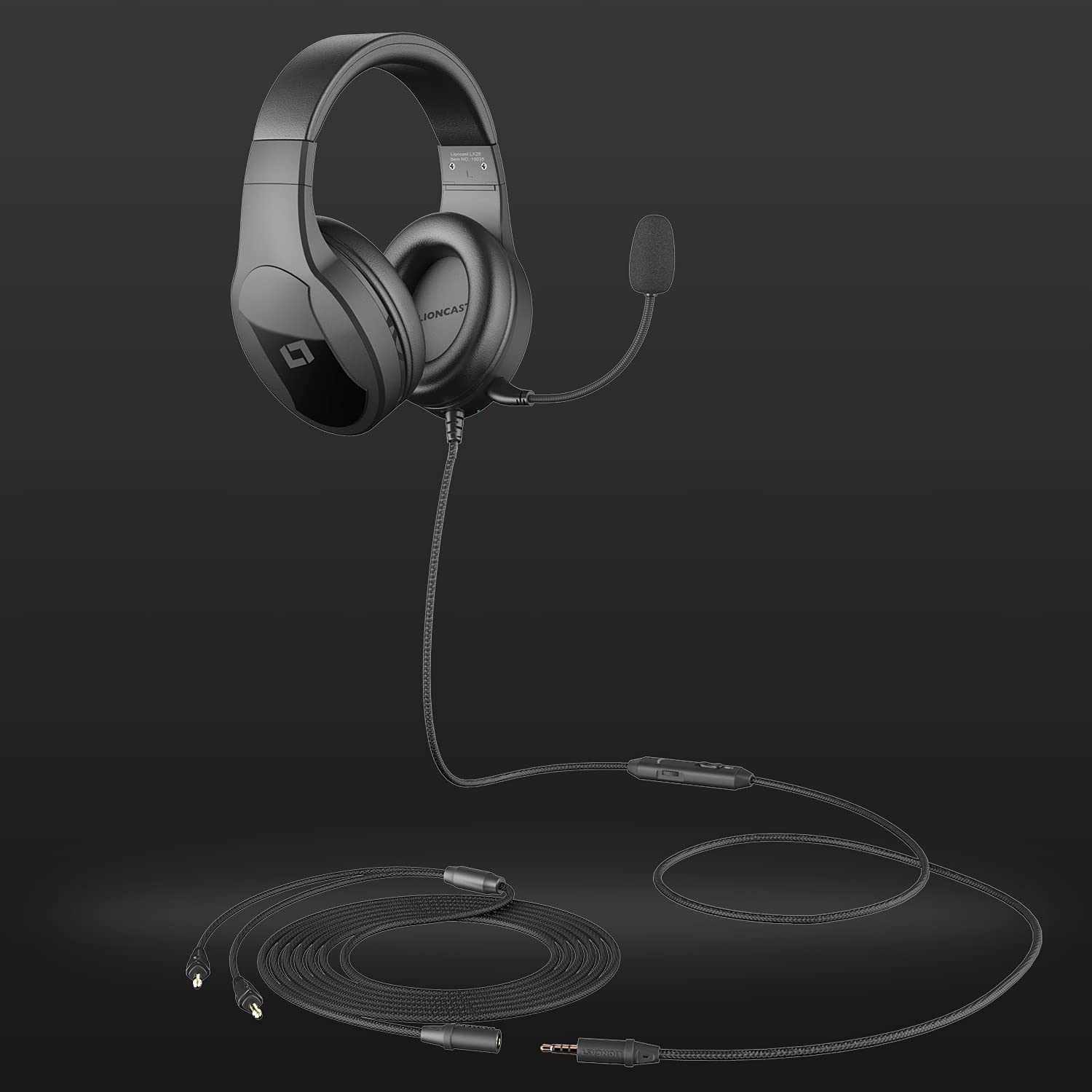 Lioncast® LX25 Gaming Headset mit abnehmbaren Mikrofon [Stereo Sound]- Gaming Kopfhörer für Playstation 5 PS5/PS4/XBox/Nintendo Switch/PC/Mac - Kabel AUX/Klinke - Gamer Headset - Smartphone Kopfhörer