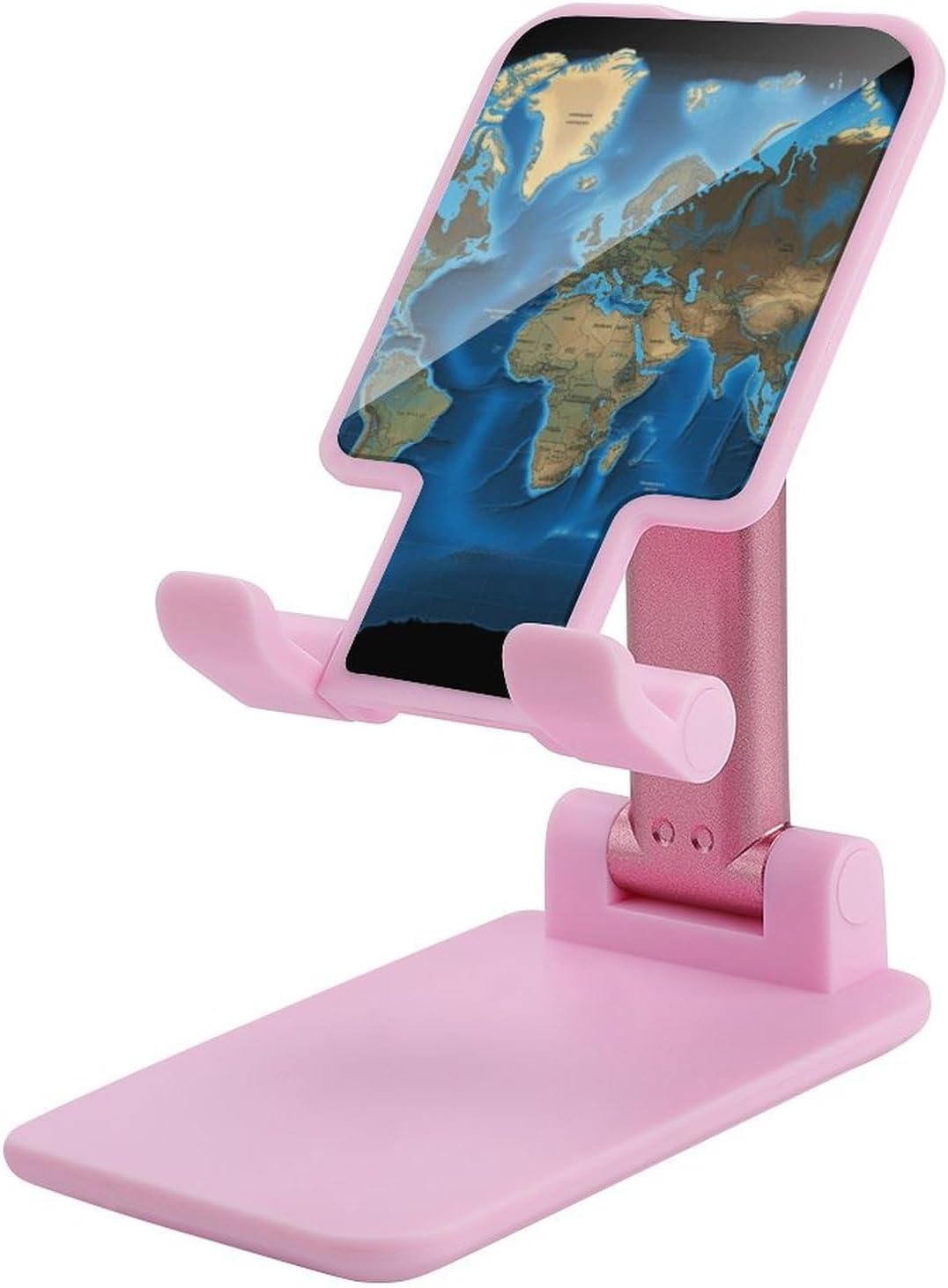 Cell Phone Stand for Desk World Map Printed Folding Cell Phone Holder for Desk,Adjustable Angle Height Cellphone Stand,Portable Phone Holder Compatible 4-13" Phones Tablets