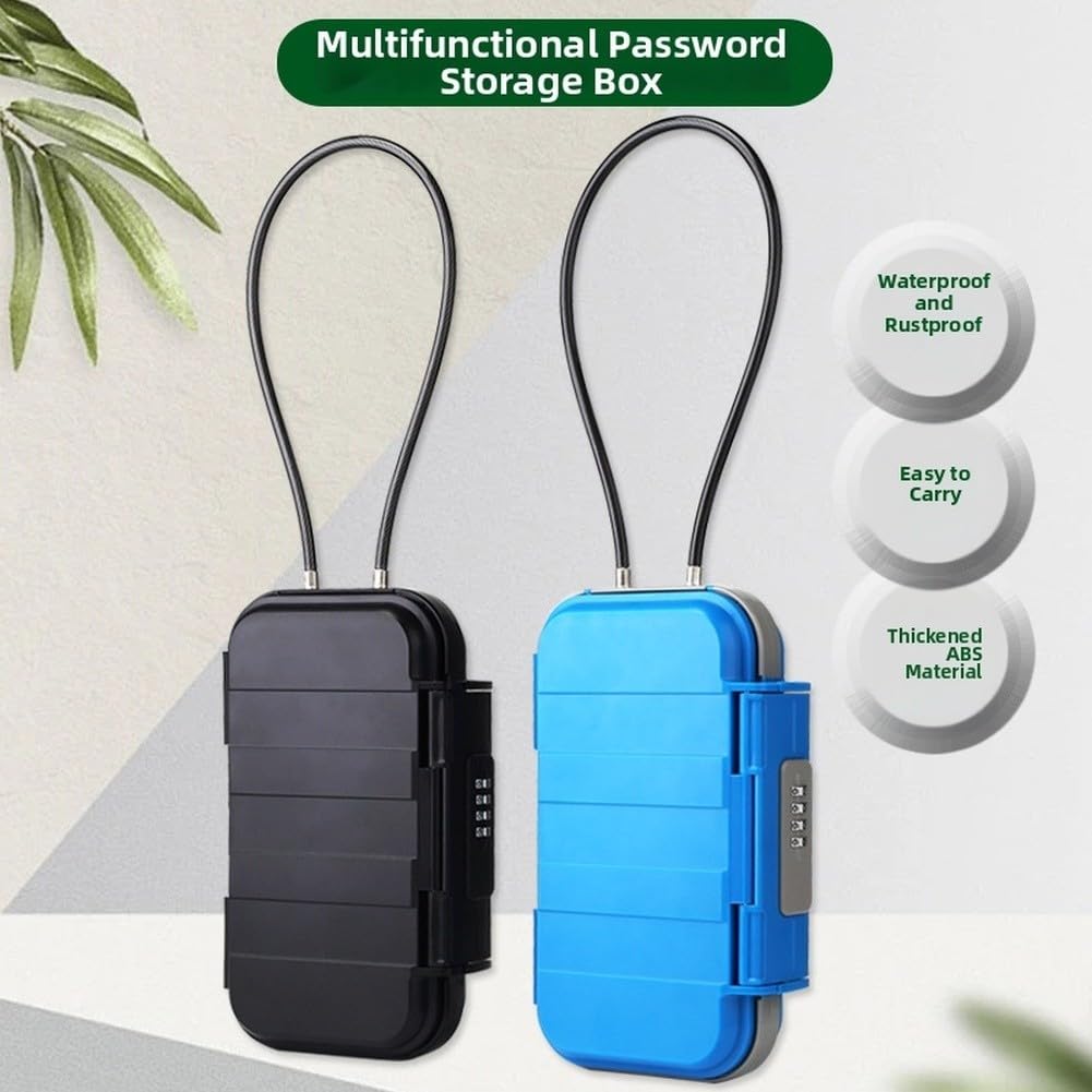 Coffre-fort de voyage portable avec serrure à combinaison à 4 chiffres étanche et antivol pour plage, hôtel, croisière, vacances – Rangement sécurisé pour téléphone, portefeuille, objets de valeur