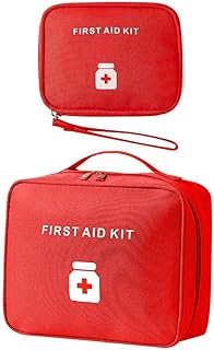 Sacos vazios de primeiros socorros, pacote com 2 bolsas de primeiros socorros de viagem, bolsas médicas de primeiros socorros portáteis para uso externo, bolsas de armazenamento de medicamentos de emergência para casa, viagens ao ar livre, acampamento, caminhadas, (grande + pequeno)