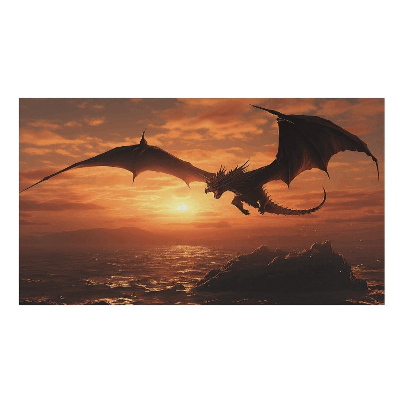 Sea Sunset Tapis d'alimentation pour chat Dragon volant – Tapis d'alimentation antidérapant pour chien facile à nettoyer pour la nourriture et l'eau, tapis de gamelle pour chien et chat 43,2 x 76,2 cm