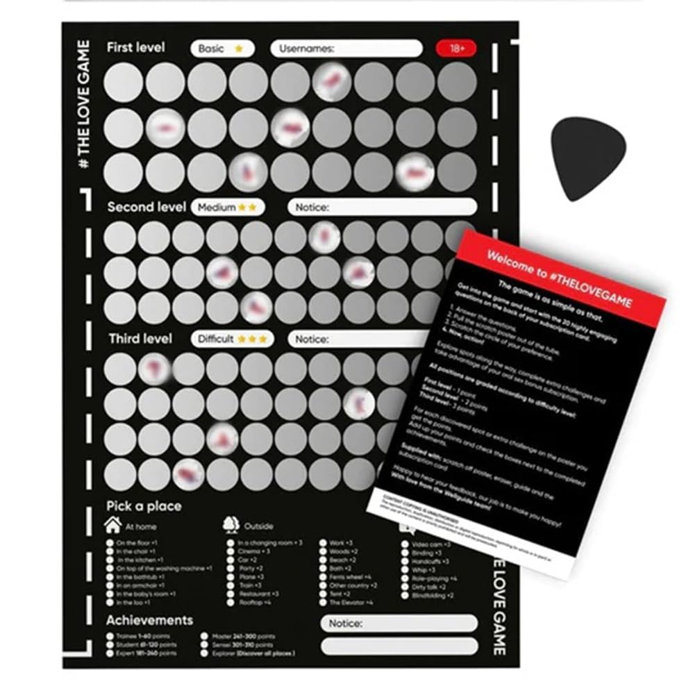 Kopinma Black 100 Dates Scratch Off Poster, The Love Game Scratch Off Poster Game For Couples Valentine's Day Gifts, Wall Couples Romantic Date Poster Gift For Her And For Her Anniversary Size 3