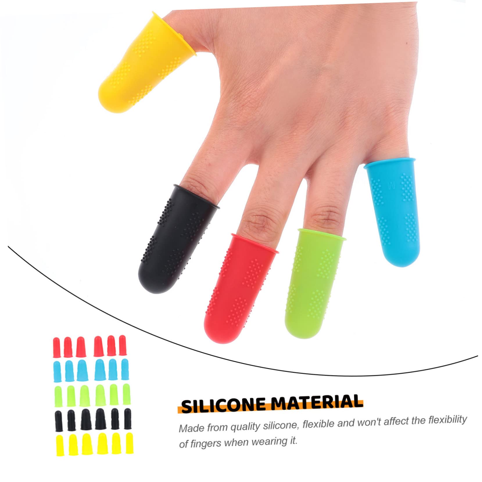 FOMIYES 30pcs Finger Protector Craft Finger Caps Nails Resistant Finger Guards Finger Sleeve Fingertips Cots Nail Gel Black Elbow Pad Rings and Bond Mittens Silicone Finger Tips