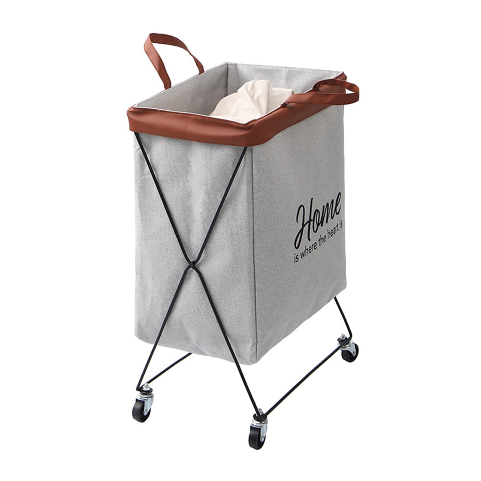 Household Storage Dirty Clothes Basket, Dormitory Folding Storage Basket, Pulley Steel Frame Laundry Basket, Washable Cotton and Linen Dirty Clothes Basket