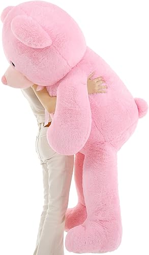 MorisMos Oso de peluche rosa de 6 pies, extra grande, súper suave y tierno, oso de peluche rosa para novias, niñas, mujeres, regalo del día de San