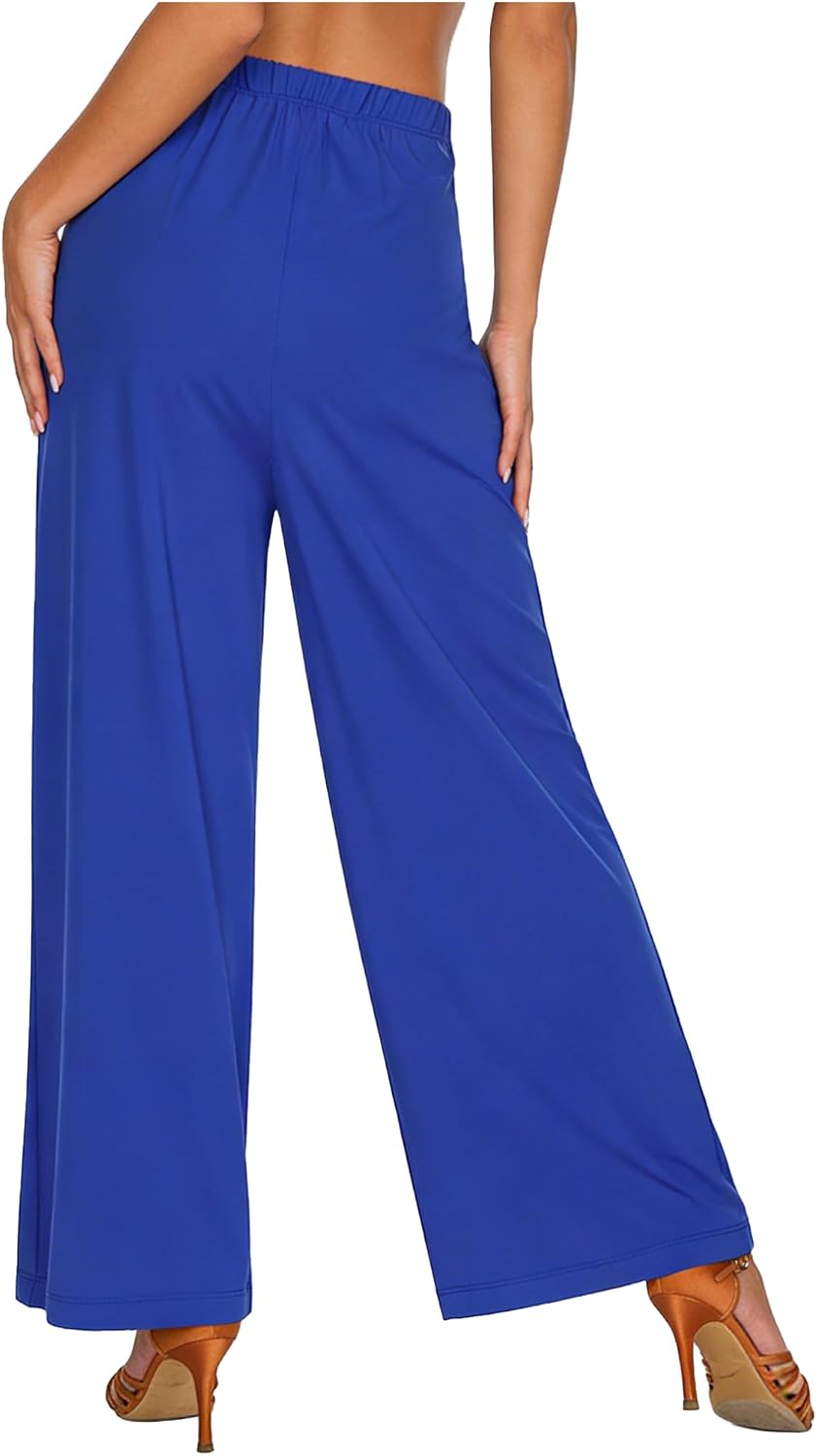 Hularka Womens Liturgical Dance Pants Elastic Waistband Wide-Leg Trousers Palazzo Casual Pants Dance Costumes