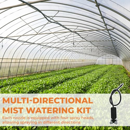 Image of HASTHIP 10 Pcs Misting Nozzles 4-Head Mist Watering Nozzles with 50cm Pipe, Garden & Greenhouse Cooling, Humidifying, and Plant Irrigation System