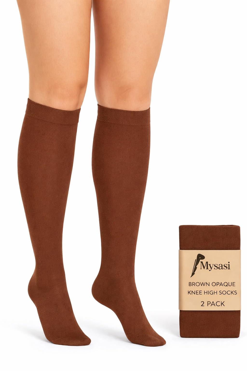 London 2 Pack Women’s Opaque Knee High Socks – 4-8 - Soft & Breathable – School, Work, Uniforms
