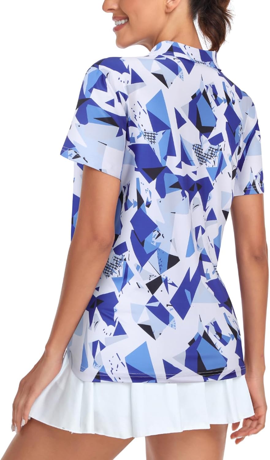 Tanst Sky Women's Golf Polo Shirts Short Sleeve Quarter Zip Pullover Moisture Wicking Workout Tops - Image 2