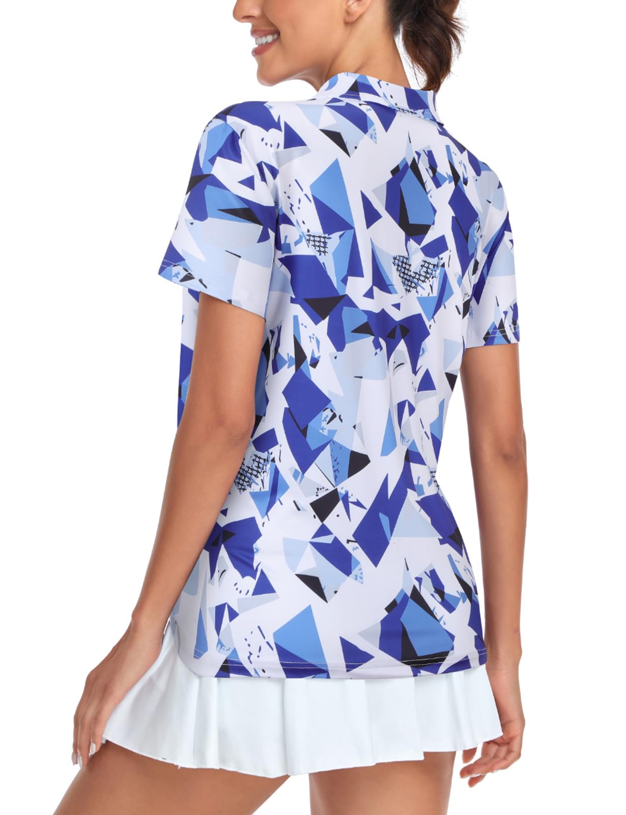 Tanst Sky Women's Golf Polo Shirts Short Sleeve Quarter Zip Pullover Moisture Wicking Workout Tops