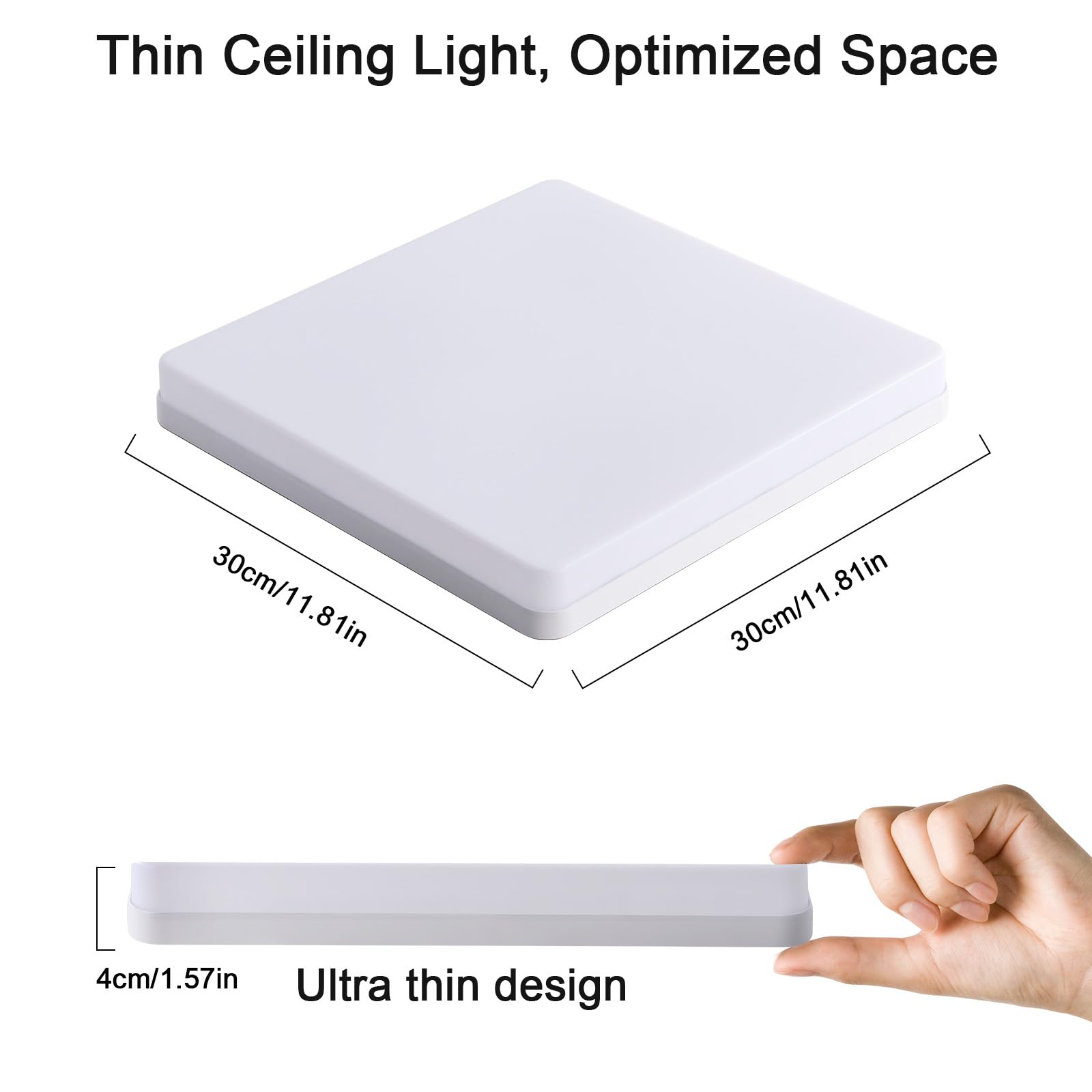 Riserva Plafon LED Techo Moderna 48W, IP44 Lámpara de Techo Cuadrada para Oficina, Baño, Pasillo, Dormitorio, Cocina, Sala de Estar, 6500K Blanco Frío, 2 Piezas | Lámpara de Techo para Oficina, Baño, Pasillo, Dormitorio, Cocina, Sala de Estar