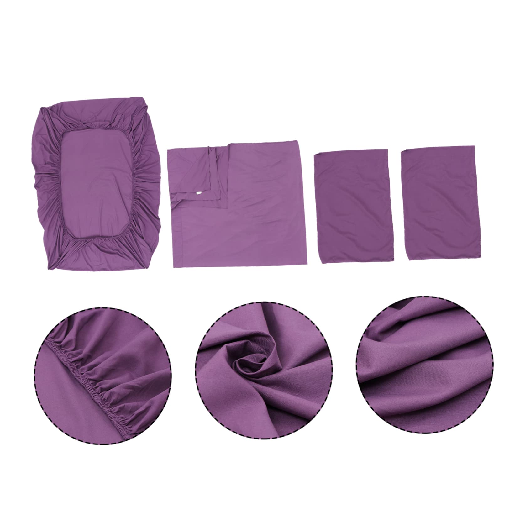 STOBAZA Set Lenzuola da Letto Queen 4 Pezzi, Fibra Chimica, Porpora